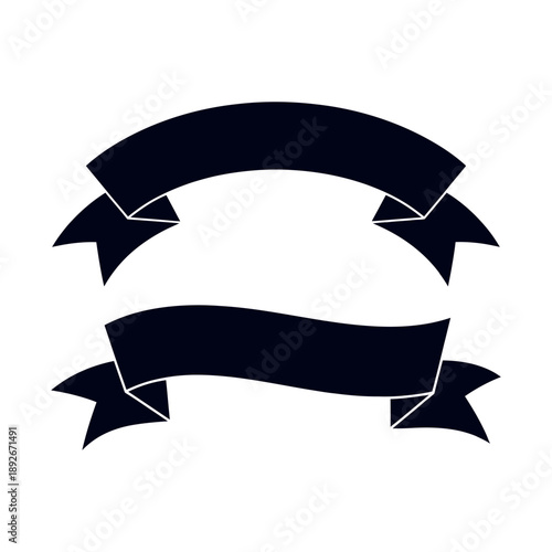 Two Classic Black Ribbon Banners Vector Graphics