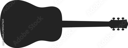 Black silhouette of an acoustic guitar on a white background 1