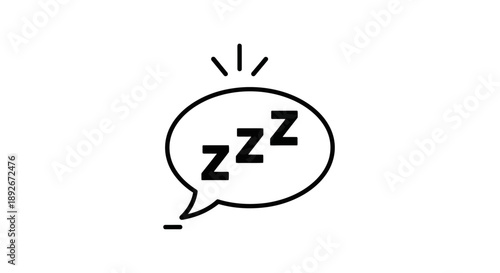 A simple, minimalist line art illustration of a speech bubble containing the letters 'zzz', symbolizing sleep or snoring.