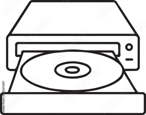 Optical disc drive CD DVD reader line icon vector illustration