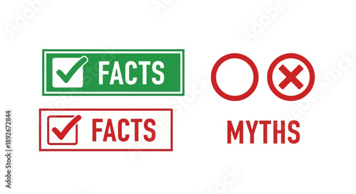 Visual representation of facts versus myths, with checkmarks for facts and crosses for myths.