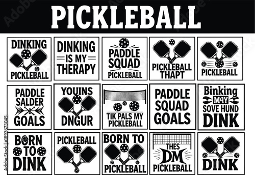 Pickleball SVG Bundle with Fun Sayings and Graphics for Apparel and Decor