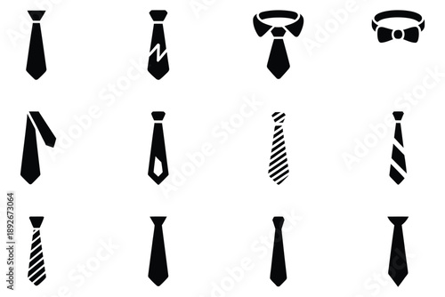assortment of neckties and bow ties in various styles patterns and colors for men fashion formal wear and business attire accessory collection vector icons