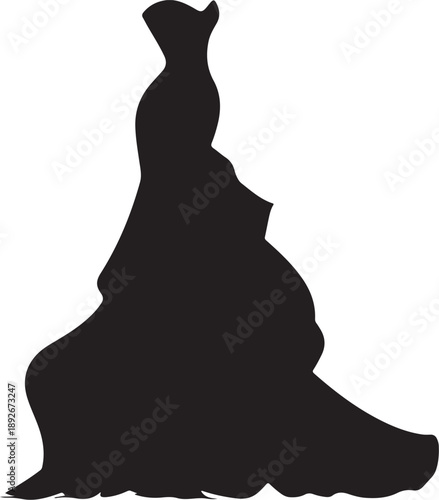 Elegant black evening dress silhouette vector illustration perfect for prom
