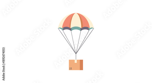 Colorful parachute delivery illustration featuring pastel tones for logistics and shipping concepts