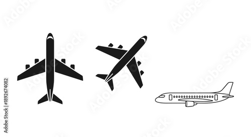 Silhouette and linear airplane designs: modern aircraft collection