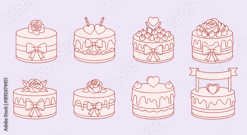 Charming line art cake designs perfect for celebrations and weddings
