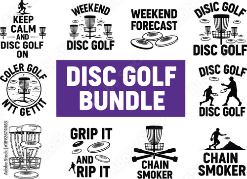 Disc Golf Bundle: Collection of SVG Designs and Graphics with Baskets, Discs, and Playful Quotes for Apparel and Gifts