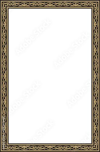 Vector gold and black square classic byzantine ornament. Rectangle, border, Ancient Greece, Eastern Roman Empire frame. Decoration of the Russian Orthodox Church