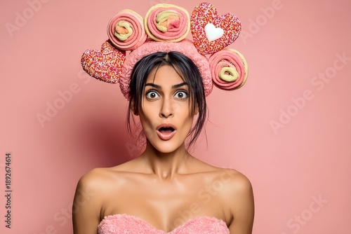 Glamorous Valentine's Day look of someone making a silly face with a strong expression