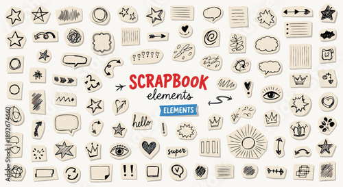 Scrapbook Elements Vector Icons Set