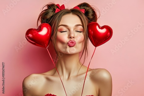 Glamorous Valentine's Day look of someone making a silly face with a strong expression