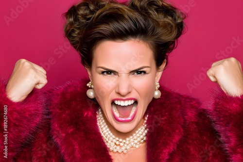 Glamorous Valentine's Day look of someone making a silly face with a strong expression