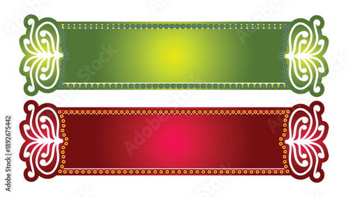 Luxury golden arabic islamic text box title frame border set with ornamental illustration