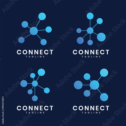 Minimalist connection logo with interconnected nodes