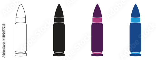 Bullet weapon icon set. Weapon bullet icons. Vector illustration.