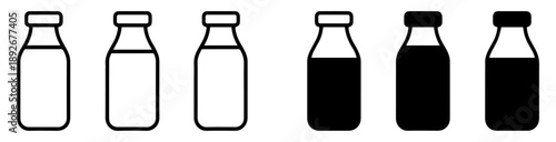milk jar bottle icons set