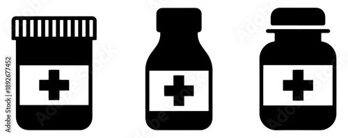 medical bottle icon set vector