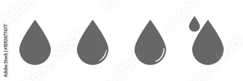 Raindrops icons vector pack, Black water drop icons set minimal liquid droplet symbols collection simple flat vector illustration for ui design infographics branding use. water, oil, tear, rain drop. 