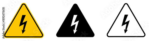high voltage warning triangle icons