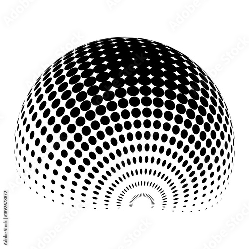 Contemporary set of halftone rounded 3d figures