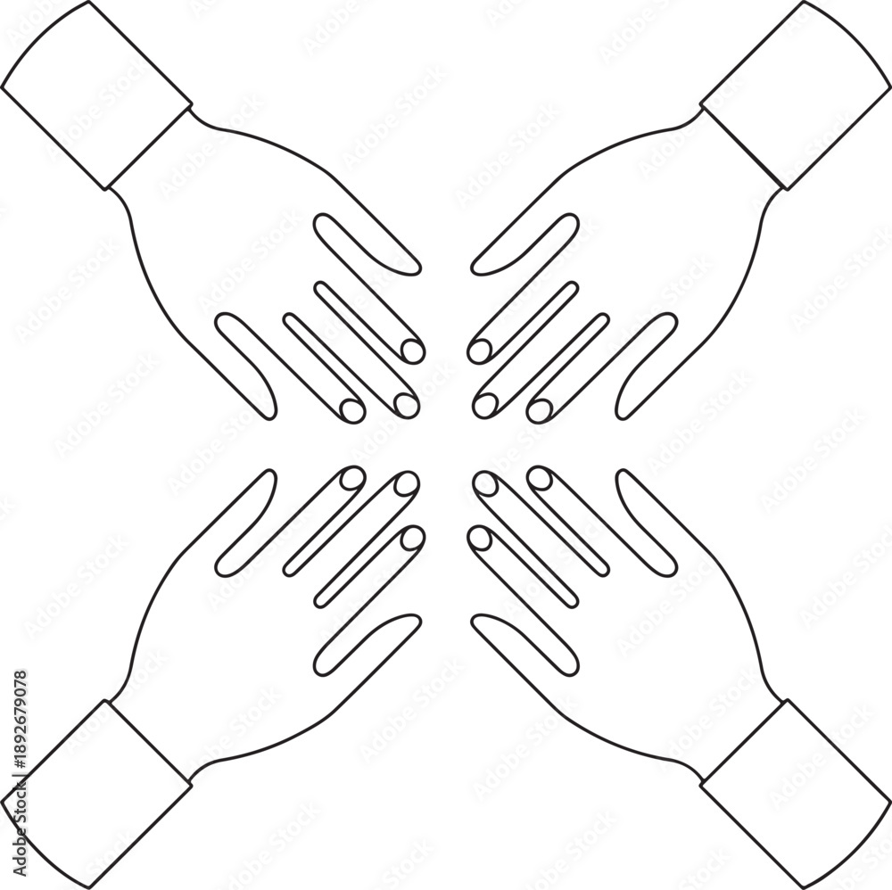 Obraz premium Helping Hands Teamwork Support Unity Line Icon