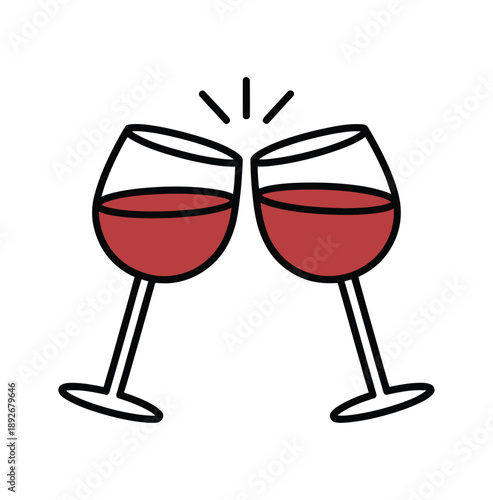 Two wine glasses clinking together in a celebratory toast