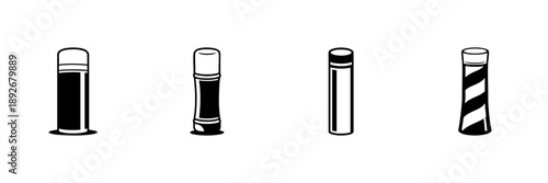Traffic Bollards In Hand Drawn Style Set. Urban Safety, Roadway Protection, Pedestrian Guidance Doodle Sketch Collection. Isolated Vector Illustration