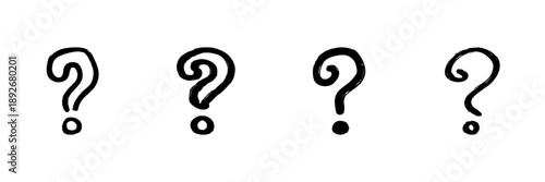 Question Mark Icons In Hand Drawn Style Set. Curiosity, Inquiry, Uncertainty Doodle Sketch Collection. Problem Solving, Decision Making. Isolated Vector Illustration