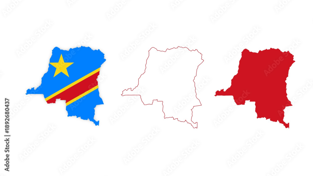 Fototapeta premium set of Republic of the Congo map isolated on white background