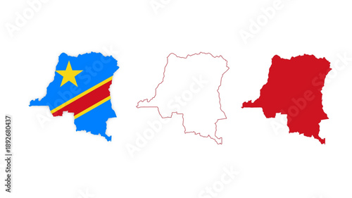 set of  Republic of the Congo map isolated on white background