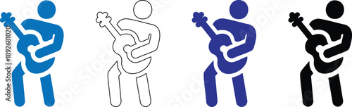 Four Stylized Guitar Players Performing Together