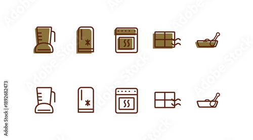 Kitchen Appliance Line Icons Set – Cooking Equipment and Home Kitchen Outline Symbols