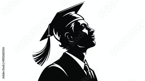 Inspirational Silhouette of a Male University Graduate Looking Toward the Future.