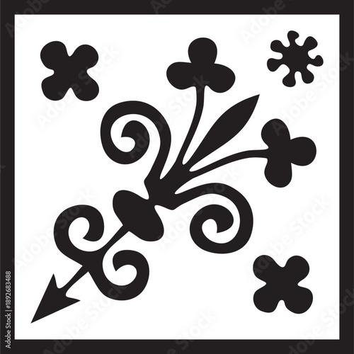 Vector black monochrome ancient Roman ornament elements. Classic European parts of patterns. Lilies and crowns