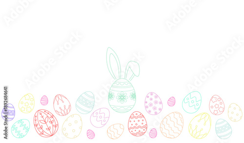 Happy Easter with easter eggs full colors vector. Design for banner, greeting card of Happy Easter Day