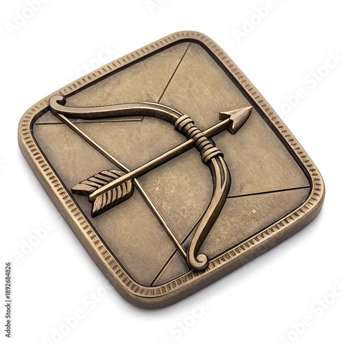Bow Prop Object Square Coin Icon Isolated on White Background, Cartoon Game Asset Reward Token, Minimal Flat UI Icon for Mobile Games, Fantasy Loot and Bonus Coin Concept