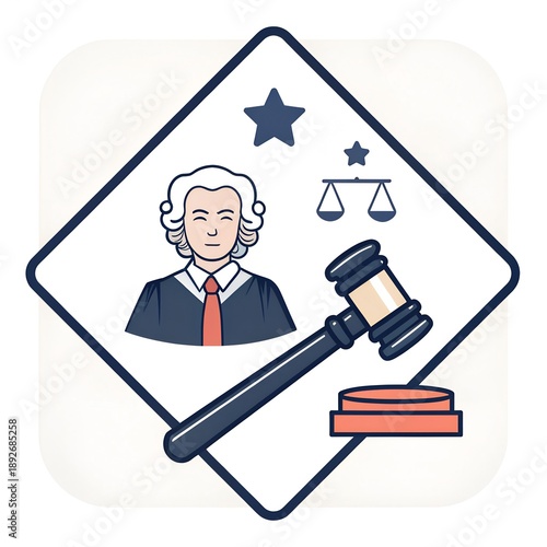 3D Legal Icon Illustration, Judge with Gavel and Scales of Justice, Law and Court Concept, Judicial and Legal System Symbol, Modern Courtroom and Legal Process Visualization, Professional Justice and 