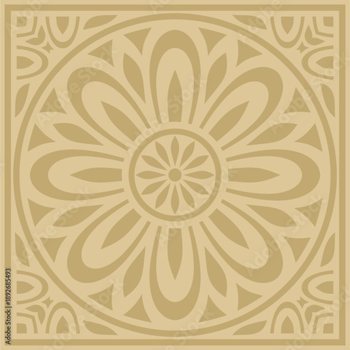 Classic Greek golden square ornament. Vector pattern, ancient Hellenic rectangle. European border.