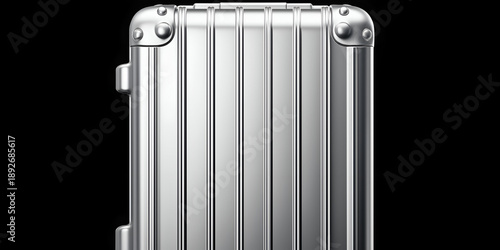 Sleek silver suitcase designed for travelers, showcasing durability and style. Perfect for modern journeys and adventure.
