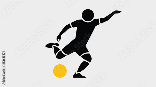 Abstract Geometric Soccer Player Silhouette with Dynamic Action Motion.