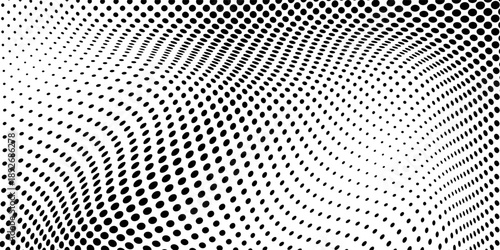 Flowing dots particles wave pattern 3D curve halftone black gradient curve shape isolated on white background. Vector in concept of technology, Futuristic technology concept modern. eps 10