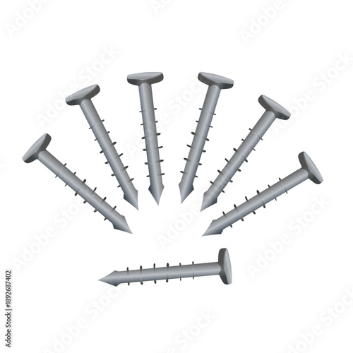 Metal Bolts in Flat Vector for Construction Fasteners