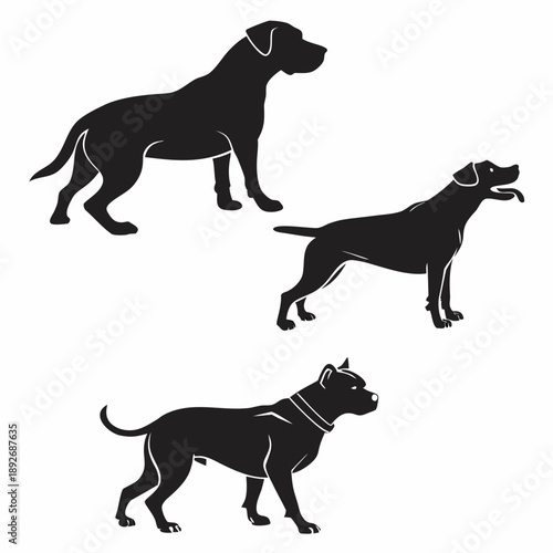 A black labrador retriever dog silhouette vector illustration isolated on white as a canine pet wildlife art icon