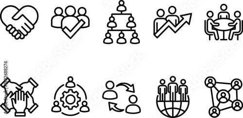 Set of 10 business partnership icons vector