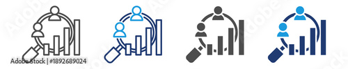 quantitative research icon set multiple style