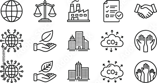Set of 15 eco friendly business icons vector