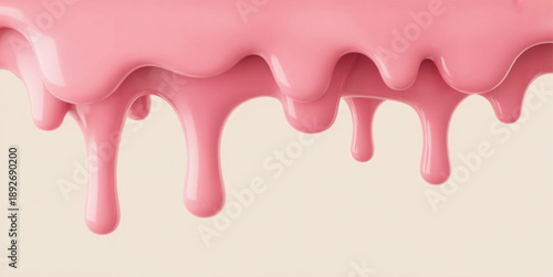 Creamy pink ice cream drip effect with smooth silky texture,