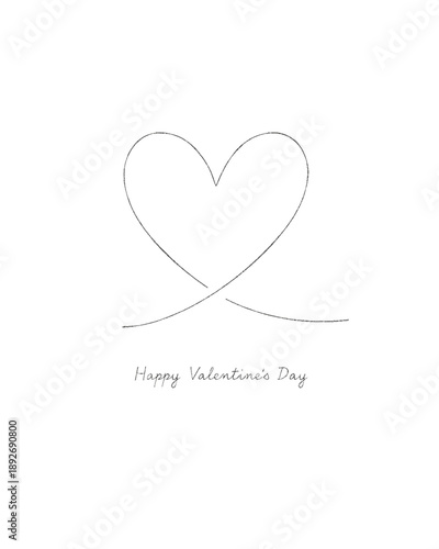 Elegant single line heart art for happy valentine's day greetings celebration and love isolated on white background
