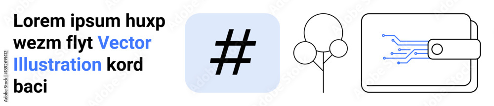 Obraz premium metadata tag inside soft square, nature elements with trees, tech-integrated digital wallet. Ideal for tech apps, social media themes, nature innovation, branding, startups, eco-tech simple landing